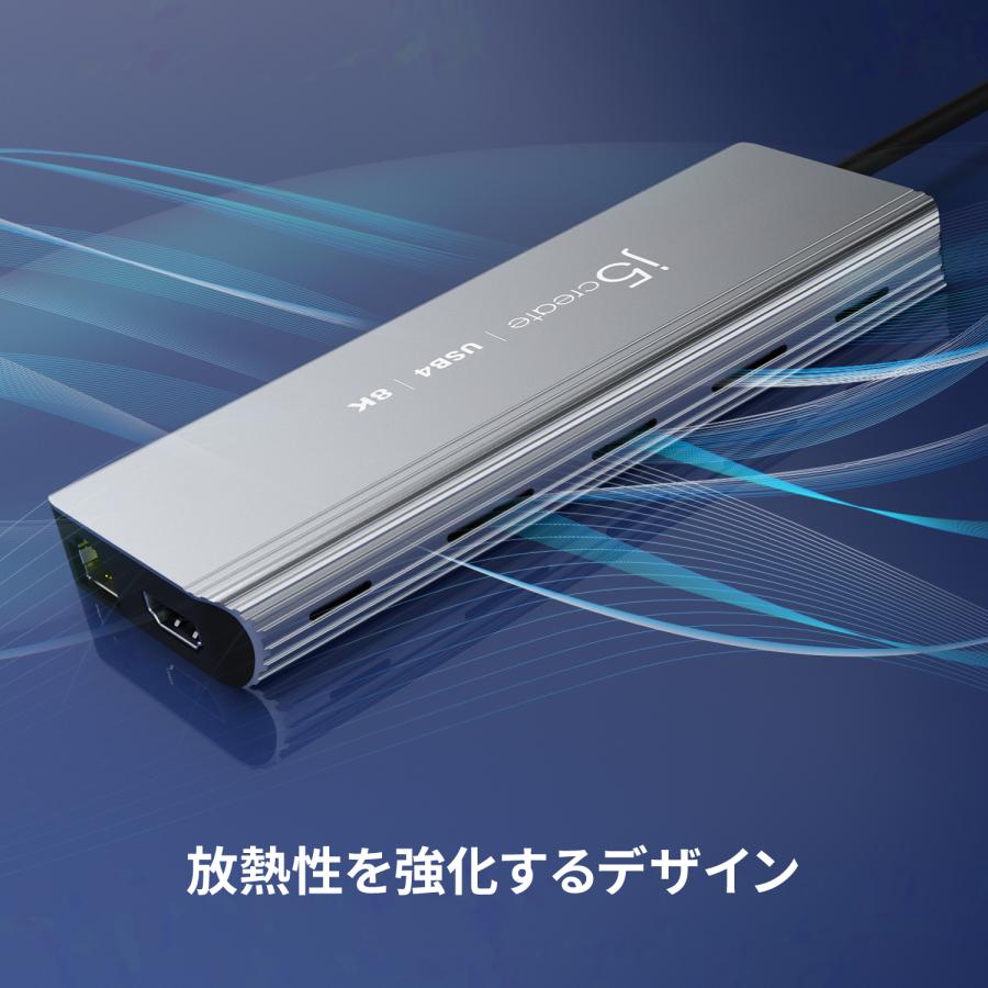 j5create USB4 6in1 マルチハブ USB-C3.2 Gen2 10Gbps, USB-A3.2 Gen2 10Gbpsx2, USB-C PD100Wポート, 8K60 4K144 HDMI, 2.5GLAN Windows MacOS 対応 JCD403-EJ | j5 create | 05