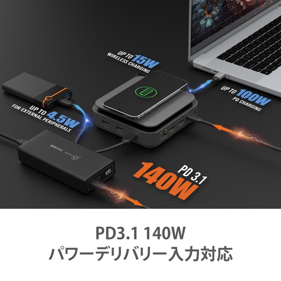 j5create MagSafe USB-C デュアルディスプレイ ドッキングステーション PD140W USB端子 HDMI他 JCD3199-EJ | j5 create | 04