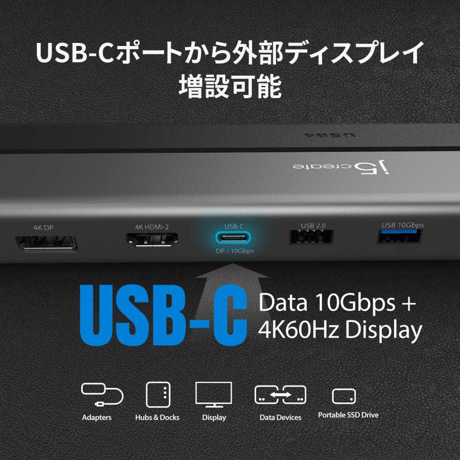 j5create USB-C USB4/Thunderbolt3/4対応 ドッキングステーション 3画面拡張 12個機能拡張 JCD554-EJ | j5 create | 03