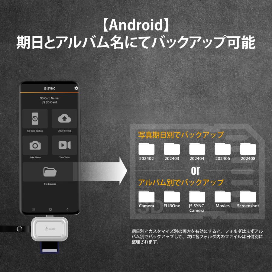 j5create USB-C to microSD SDカードリーダー Android専用アプリ付属 JCHSD33-EJ |  | 05
