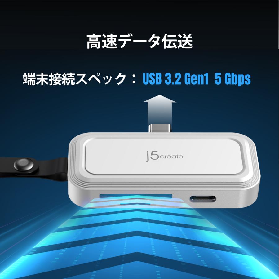 j5create USB-C to microSD SD PD充電100W 3in1カードリーダー JCHSD34W-EJ |  | 02