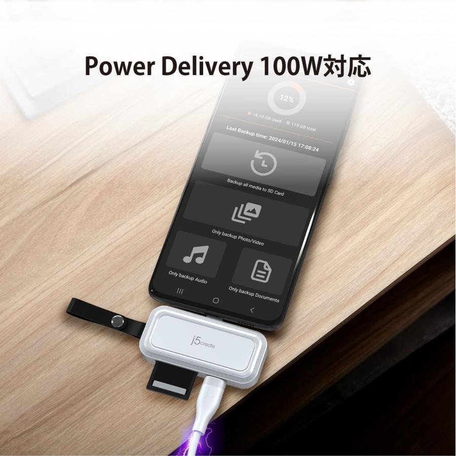 j5create USB-C to microSD SD PD充電100W 3in1カードリーダー JCHSD34W-EJ |  | 03
