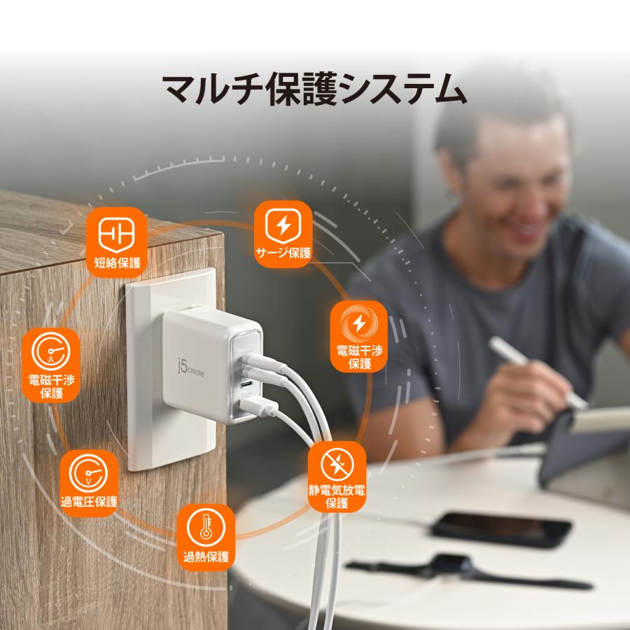 j5create USB-C PD充電器 70W 4ポート 窒化ガリウム 折畳みプラグ JUP4370-EJ |  | 03