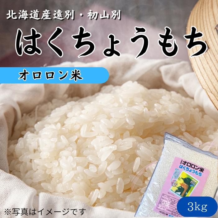 はくちょうもち 令和7年産 3kg 北海道産 精米 もち米 オロロン米 送料