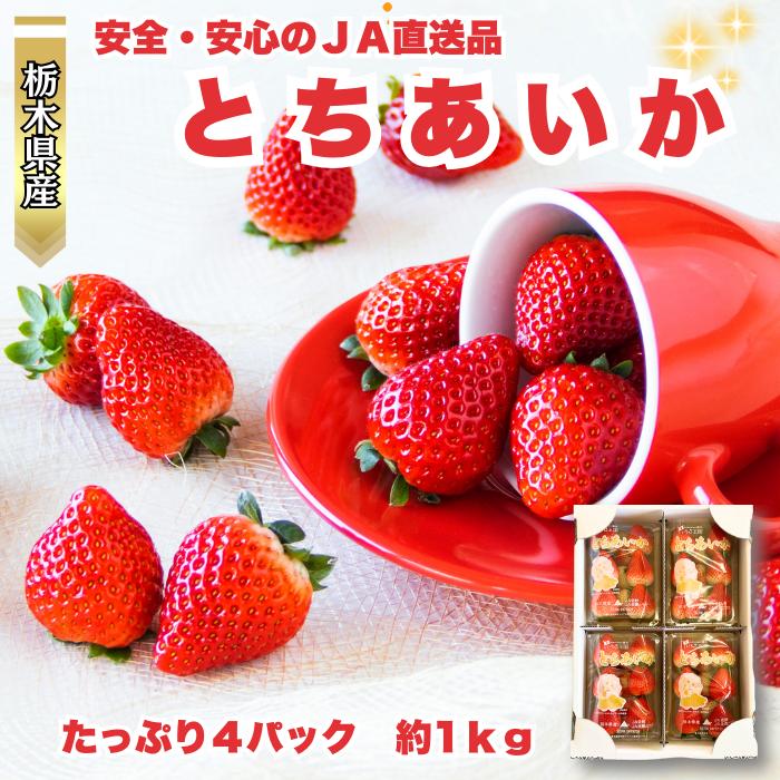 とちあいか 4パック 約270g×4 栃木県産 送料無料 イチゴ いちご 苺