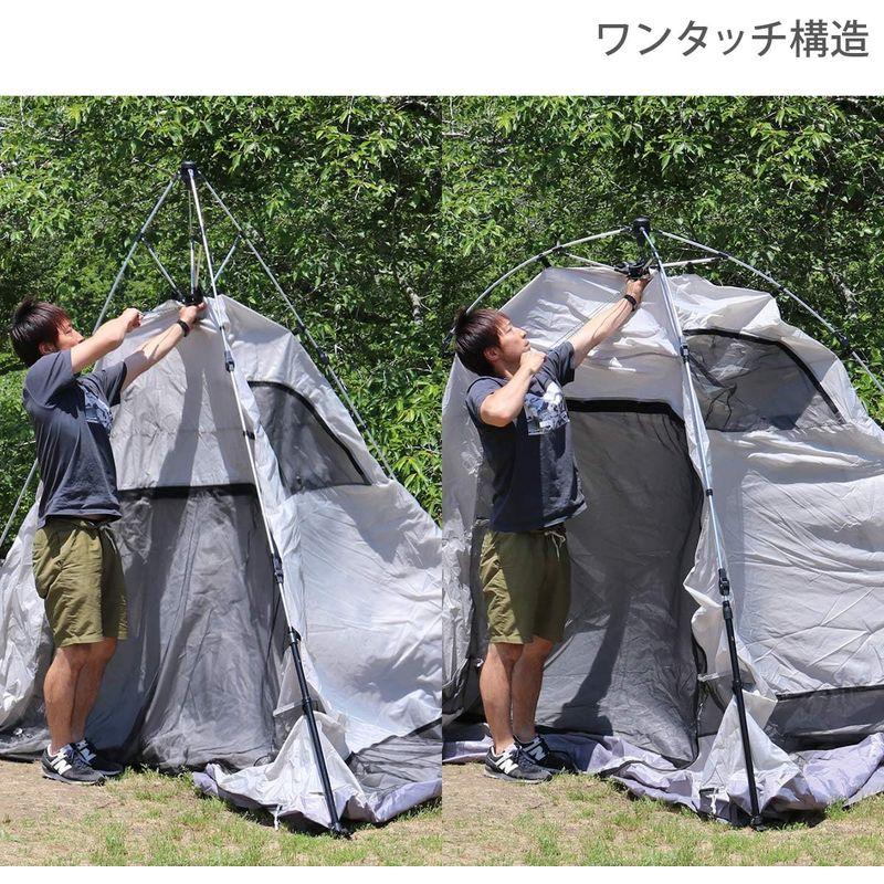 DOD(ディーオーディー) ザ・ワンタッチテントM 初心者向け 広い前室付き3人用 T3-673-KH 約 ディーオーディー ザ ワンタッチテントM 初心者向け 広い前室付き3人用 T3 KH サイズ PUコーティング