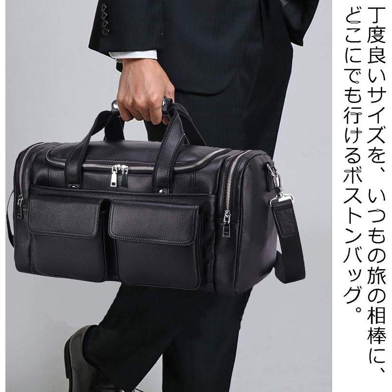 雅革 ボストンバッグ 本革 牛革 2WAY 防水 軽量 大容量 手提げ レザー 出張 旅行 トラベル スポーツ 修学旅行 メンズ ブラック ボストンバッグ 本革 牛革 2WAY 防水 軽量 大容量 手提げ レザー 出張 旅行 トラベル スポーツ 修学旅行 メンズ ブラック