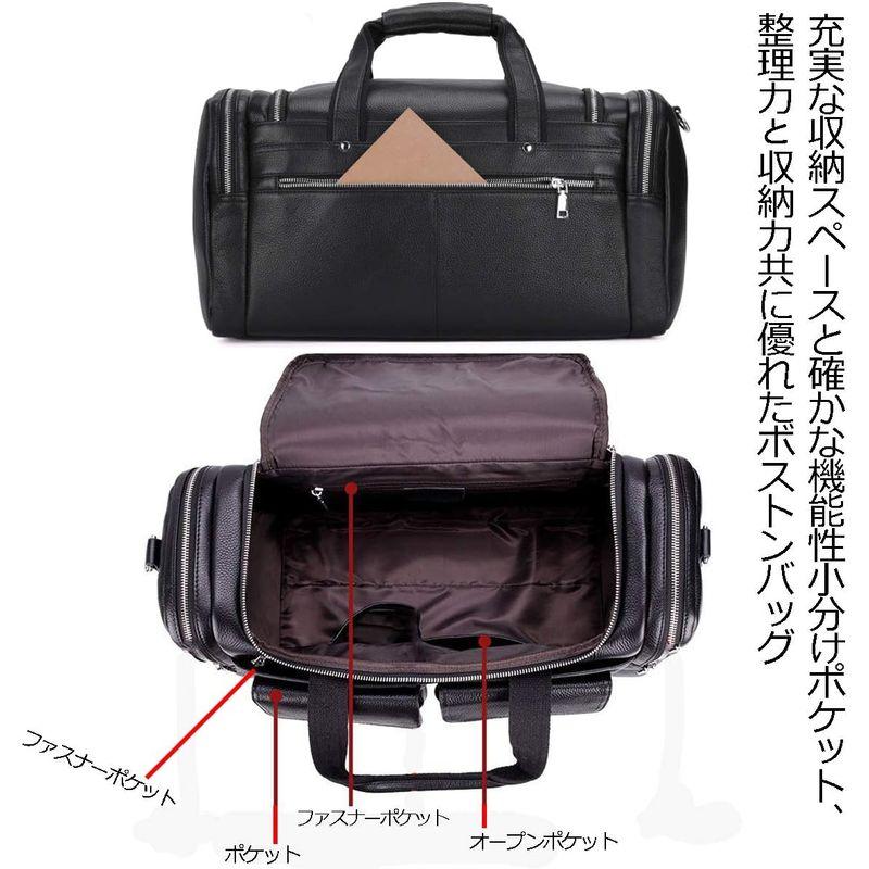 雅革 ボストンバッグ 本革 牛革 2WAY 防水 軽量 大容量 手提げ レザー 出張 旅行 トラベル スポーツ 修学旅行 メンズ ブラック ボストンバッグ 本革 牛革 2WAY 防水 軽量 大容量 手提げ レザー 出張 旅行 トラベル スポーツ 修学旅行 メンズ ブラック