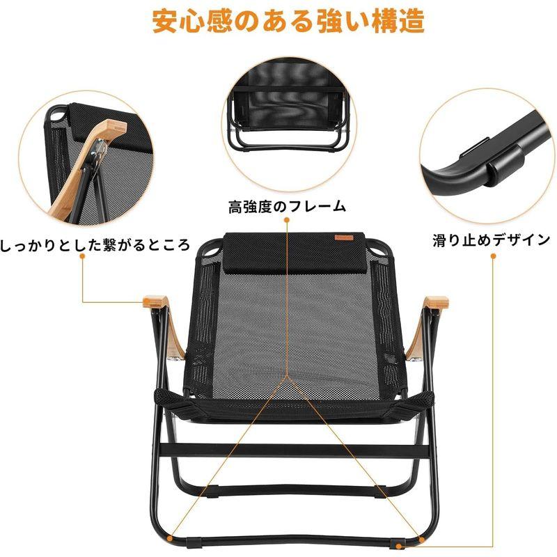 KingCamp リクライニングチェア 4段階調整 アウトドア チェア 折りたたみ キャンプ椅子 枕付き 耐荷重150kg レジャーベッド 耐荷重150kg 約 リクライニングチェア 4段階調整 アウトドア チェア 折りたたみ キャンプ椅子 枕付き レジャーベッド 　