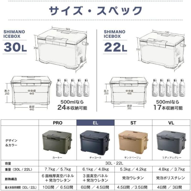 シマノ クーラーボックス 30L アイスボックスEL ICEBOX EL 30L NX-230V チャコール 01 チャコール 30L 30L チャコール クーラーボックス アイスボックスEL ICEBOX EL NX 230V