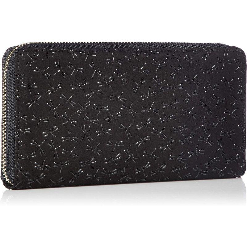 インデンヤ ラウンドファスナー長財布 束入れY 黒地鹿革×黒漆 とんぼ柄 2111-01-008 あり ラウンドファスナー長財布 束入れY 黒地鹿革×黒漆 とんぼ柄