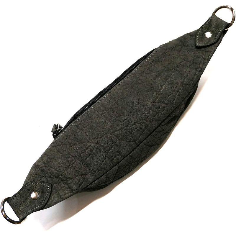 ⭐️完成品⭐️ オリジナルパース・ナカムラ ELE1306 ボディバッグ ワンショルダーバック コンパクト エレファントレザー 象革 ゾウ革 (グレー) 【LWH6238222709】(22102円)