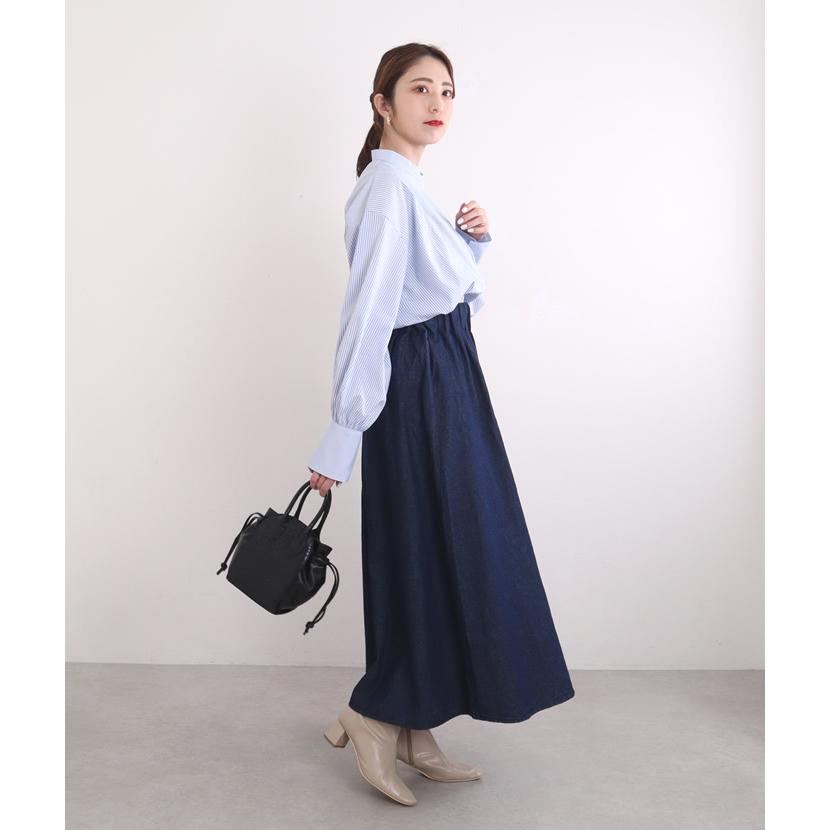 ロングスカート デニム フレア デニムスカート ウエストゴム ロングスカート デニム フレア デニムスカート ウエストゴム