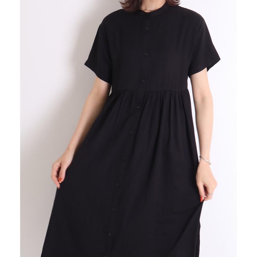 ロングワンピース 半袖 黒 春 夏 バンドカラー シャツワンピース ロング ワンピース 04 og ジャッコランタンjackolantern 通販 Yahoo ショッピング