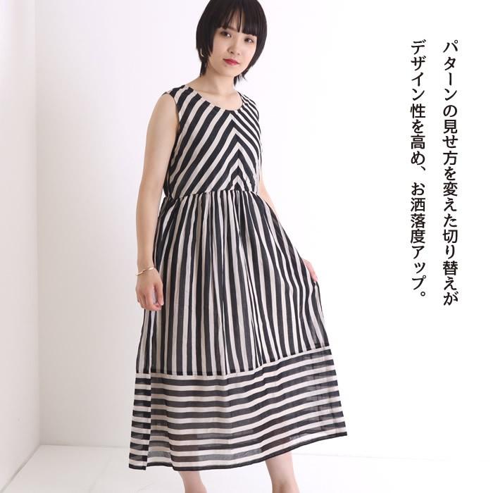 ロングワンピース 夏 ノースリーブ レディース きれいめ ボーダー ストライプ 綿 フレア 1500円均一 返品 交換不可 04 ma ジャッコランタンjack O Lantern 通販 Yahoo ショッピング