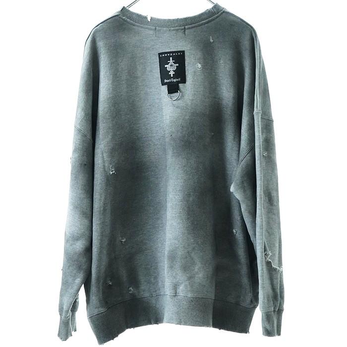ANOVERLAY (lynch.晁直) × SMACK ENGINEER (スマックエンジニア)「MUD GRUNGE SWEAT」アンオーバーレイ 限定コラボスウェット 裏毛 ダメージ 黒ブラック グレー | SMACK ENGINEER | 10