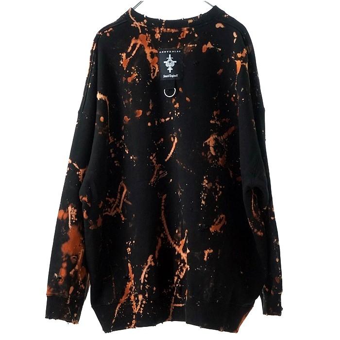 ANOVERLAY (lynch.晁直) × SMACK ENGINEER (スマックエンジニア)「MUD GRUNGE SWEAT」アンオーバーレイ 限定コラボスウェット 裏毛 ダメージ 黒ブラック グレー | SMACK ENGINEER | 11