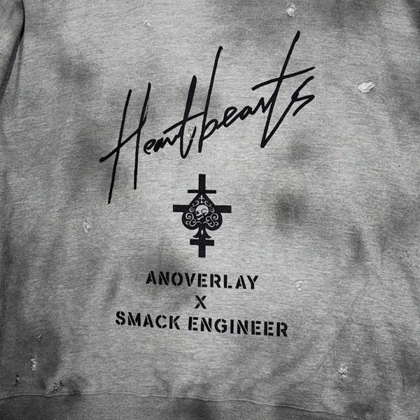ANOVERLAY (lynch.晁直) × SMACK ENGINEER (スマックエンジニア)「MUD GRUNGE SWEAT」アンオーバーレイ 限定コラボスウェット 裏毛 ダメージ 黒ブラック グレー | SMACK ENGINEER | 12