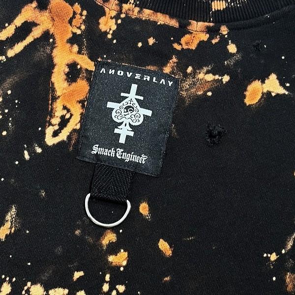 ANOVERLAY (lynch.晁直) × SMACK ENGINEER (スマックエンジニア)「MUD GRUNGE SWEAT」アンオーバーレイ 限定コラボスウェット 裏毛 ダメージ 黒ブラック グレー | SMACK ENGINEER | 15