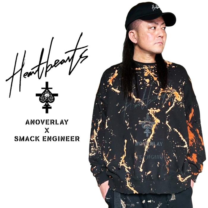 ANOVERLAY (lynch.晁直) × SMACK ENGINEER (スマックエンジニア)「MUD GRUNGE SWEAT」アンオーバーレイ 限定コラボスウェット 裏毛 ダメージ 黒ブラック グレー | SMACK ENGINEER | 02
