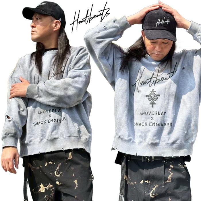 ANOVERLAY (lynch.晁直) × SMACK ENGINEER (スマックエンジニア)「MUD GRUNGE SWEAT」アンオーバーレイ 限定コラボスウェット 裏毛 ダメージ 黒ブラック グレー | SMACK ENGINEER | 06