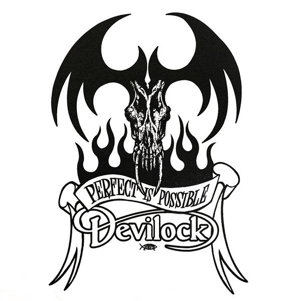 DEVILOCK デビロック「BOTH LOGO FIRE TATTOO LST」ロンT 長袖Ｔシャツ 黒白 ブラック ホワイト デビル 悪魔 炎 両袖プリント ロゴ スカル ドクロ 衣装 Rogia | DEVILOCK | 07