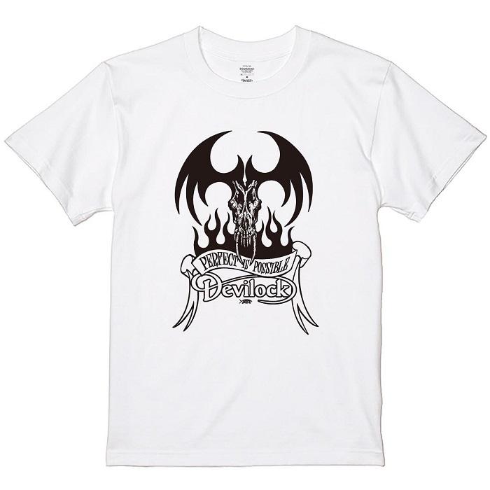 DEVILOCK デビロック「FIRE TATTOO & BOW TEE」半袖Ｔシャツ ビッグ 黒白 ブラックホワイト デビル 悪魔 炎 バックプリント スカル メンズレディース | DEVILOCK | 02