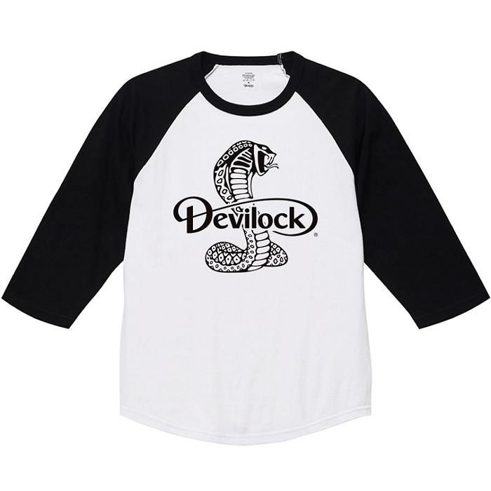 DEVILOCK デビロック「COBRA RAGLAN TEE」ラグランＴシャツ 七分袖 五分袖 黒 白 ブラック ホワイト コブラ 蛇 スネーク メンズレディース Rogia | DEVILOCK | 01