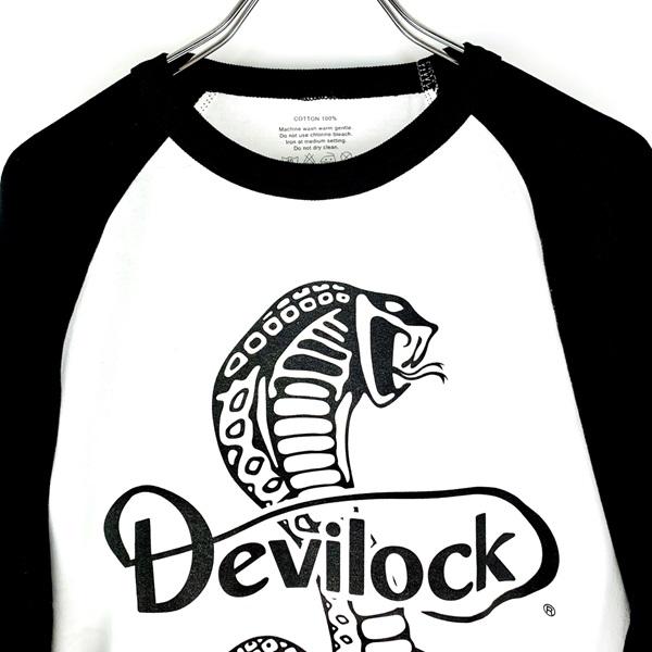 DEVILOCK デビロック「COBRA RAGLAN TEE」ラグランＴシャツ 七分袖 五分袖 黒 白 ブラック ホワイト コブラ 蛇 スネーク メンズレディース Rogia | DEVILOCK | 03