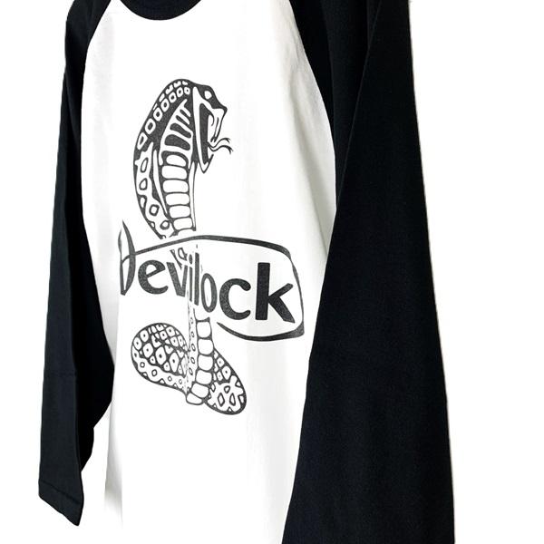 DEVILOCK デビロック「COBRA RAGLAN TEE」ラグランＴシャツ 七分袖 五分袖 黒 白 ブラック ホワイト コブラ 蛇 スネーク メンズレディース Rogia | DEVILOCK | 04