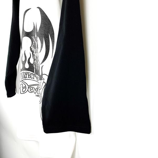 DEVILOCK デビロック「FIRE TATTOO RAGLAN TEE」ラグランＴシャツ 七分袖 五分袖 黒 白 ブラック ホワイト デビル 悪魔 炎 メンズレディース Rogia | DEVILOCK | 04