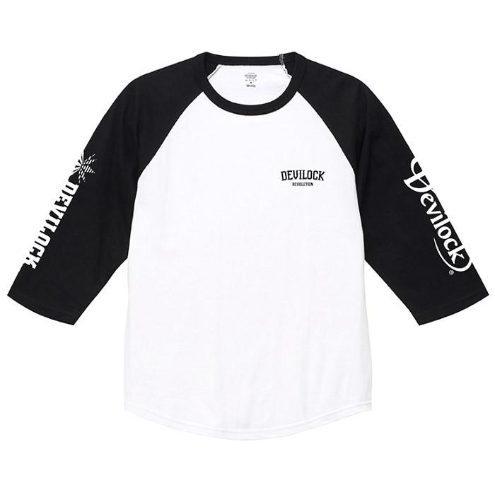 DEVILOCK デビロック「REVOLUTION WITH BOTH LOGO RAGLAN TEE」ラグランＴシャツ 七分袖 黒白 ブラックホワイト スカル ドクロ メンズレディース Rogia | DEVILOCK | 03