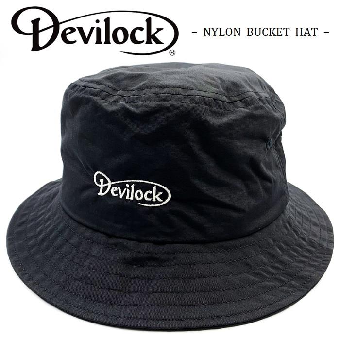 DEVILOCK デビロック「NYLON BUCKET HAT」バケットハット ポークパイハット 帽子 撥水 黒 ブラック ロゴ ナイロン ポリエステル 刺繍 メンズレディース | DEVILOCK