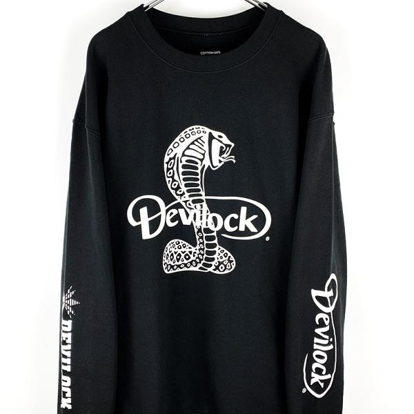 DEVILOCK デビロック「COBRA with VECTOR & DAIMLER BIG SWEAT」オーバーサイズスウェット ビッグトレーナー 袖プリント 黒ブラック 蛇ヘビ コブラ スネーク | DEVILOCK | 02