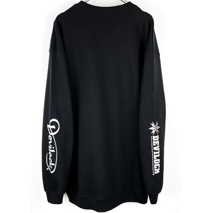DEVILOCK デビロック「FIRE TATTOO with VECTOR & DAIMLER SWEAT」オーバーサイズスウェット ビッグトレーナー 両袖プリント 黒 ブラック 悪魔 デビル 炎 | DEVILOCK | 01