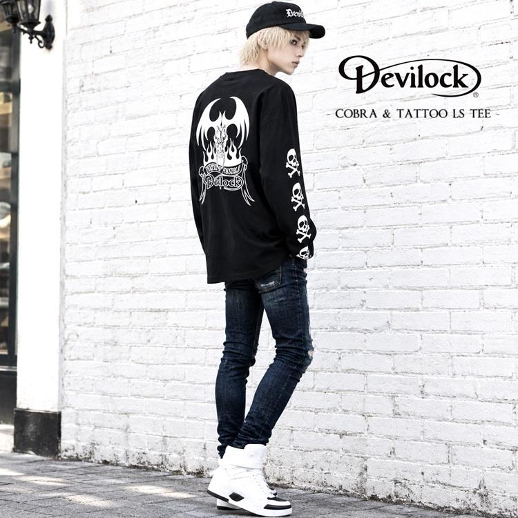 DEVILOCK デビロック「COBRA & TATTOO LST」オーバーサイズビッグロンT 長袖Ｔシャツ 黒ブラック 白ホワイト 悪魔 デビル 蛇 ヘビ コブラ スネーク スカル | DEVILOCK | 04