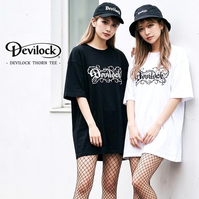 (10%OFF) DEVILOCK デビロック「Rogia限定 DEVILOCK THORN TEE」半袖Tシャツ ビッグT オーバーサイズ 黒白 ブラックホワイト スカル メンズレディース Rogia | DEVILOCK | 02