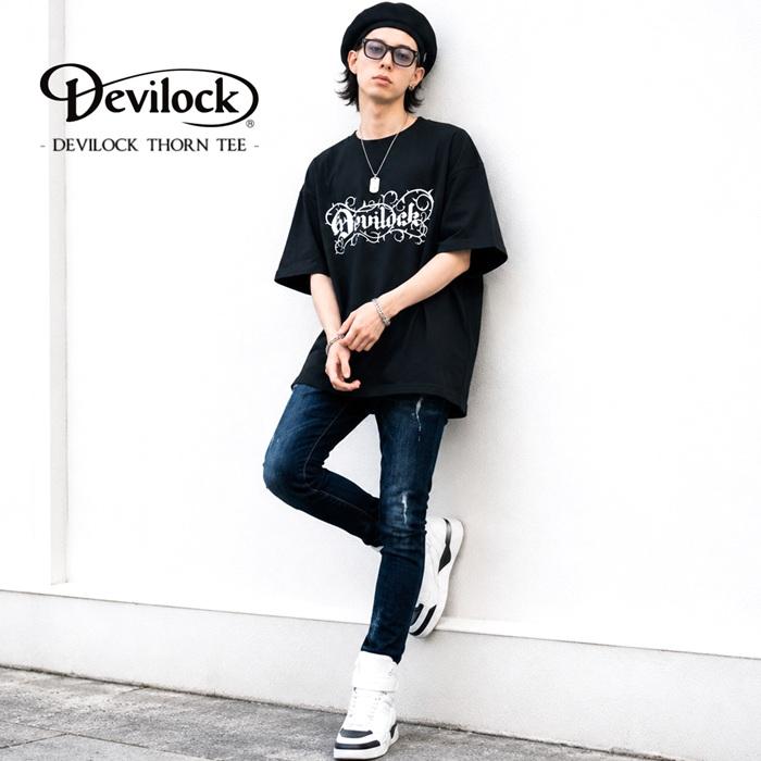(10%OFF) DEVILOCK デビロック「Rogia限定 DEVILOCK THORN TEE」半袖Tシャツ ビッグT オーバーサイズ 黒白 ブラックホワイト スカル メンズレディース Rogia | DEVILOCK | 02