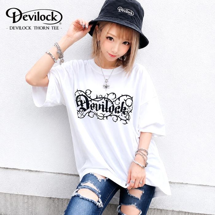 (10%OFF) DEVILOCK デビロック「Rogia限定 DEVILOCK THORN TEE」半袖Tシャツ ビッグT オーバーサイズ 黒白 ブラックホワイト スカル メンズレディース Rogia | DEVILOCK | 03
