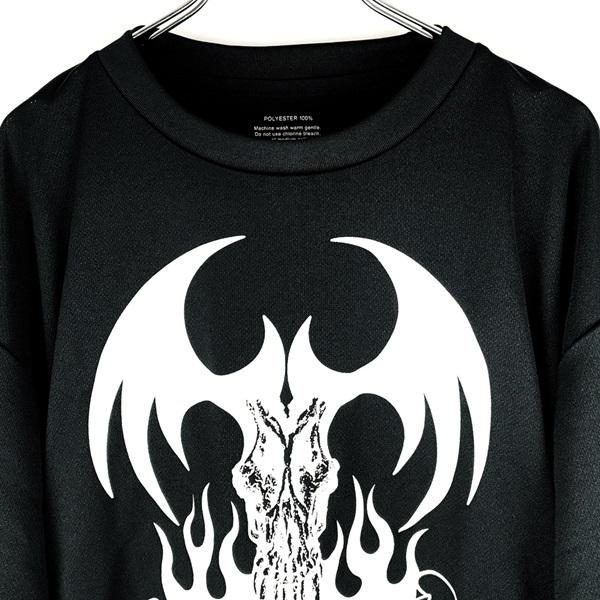 DEVILOCK デビロック「FIRE TATTOO DRY TEE」半袖ドライTシャツ 速乾 夏 涼しい オーバーサイズ ビッグ BIG デビル 悪魔 炎 黒 ブラック メンズレディース Rogia | DEVILOCK | 02