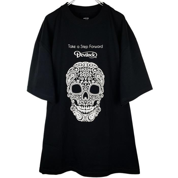 DEVILOCK デビロック「MEXICAN SKULL TEE」半袖Tシャツ オーバーサイズ 黒白 ブラック ホワイト スカル ドクロ ロゴ メンズレディース BIG ビッグT バンド Rogia | DEVILOCK | 01
