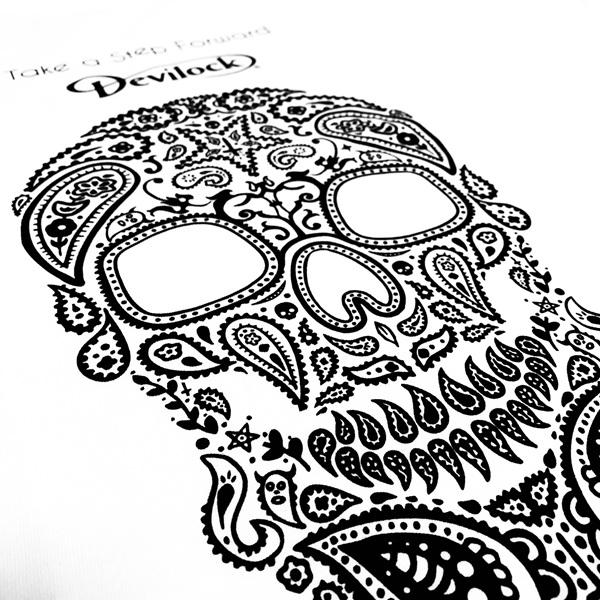 DEVILOCK デビロック「MEXICAN SKULL TEE」半袖Tシャツ オーバーサイズ 黒白 ブラック ホワイト スカル ドクロ ロゴ メンズレディース BIG ビッグT バンド Rogia | DEVILOCK | 08