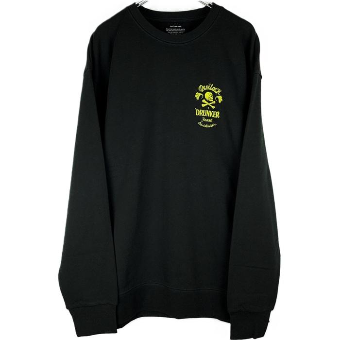 DEVILOCK デビロック「DEVILOCK DRUNKER SWEAT」スウェット トレーナー 長袖 黒 ブラック グレー スカル ドクロ オーバーサイズ ビッグ バックプリント バイカー | DEVILOCK | 01