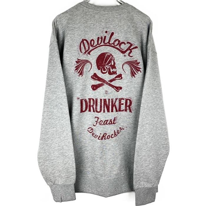 DEVILOCK デビロック「DEVILOCK DRUNKER SWEAT」スウェット トレーナー 長袖 黒 ブラック グレー スカル ドクロ オーバーサイズ ビッグ バックプリント バイカー | DEVILOCK | 04
