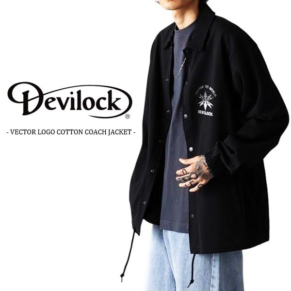 DEVILOCK デビロック「VECTOR LOGO COTTON COACH JACKET」コットンコーチジャケット シャツカーデ ジャンパー ウインドブレーカー 軽量 黒ブラック Rogia | DEVILOCK | 01