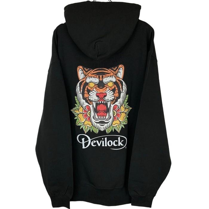 DEVILOCK デビロック「TIGER DEVILOCK HOODIE」プルオーバーパーカー 裏パイルスウェット 虎 タイガー タトゥーデザイン 黒ブラック XL 2L 3L 4L Rogia | DEVILOCK | 02