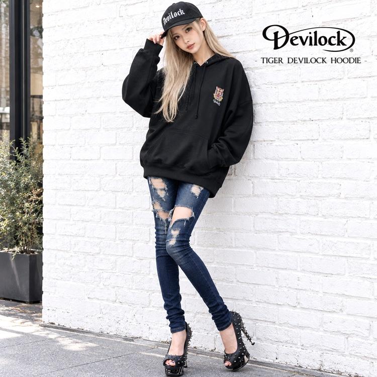 DEVILOCK デビロック「TIGER DEVILOCK HOODIE」プルオーバーパーカー 裏パイルスウェット 虎 タイガー タトゥーデザイン 黒ブラック XL 2L 3L 4L Rogia | DEVILOCK | 02