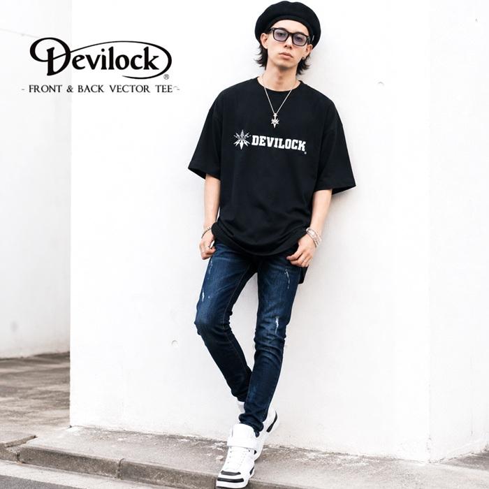DEVILOCK デビロック「FRONT & BACK VECTOR TEE」半袖Tシャツ オーバーサイズ 黒白 ブラック ホワイト ロゴ メンズレディース BIG ビッグT バンド Rogia | DEVILOCK | 01
