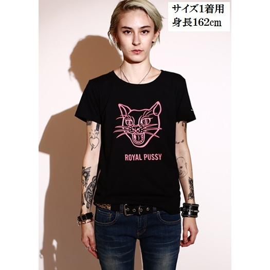 ROYAL PUSSY ロイヤルプッシー「SCREAMER CAT BASIC TEE」半袖Tシャツ 猫 ネコ キャット 黒白 ブラック ホワイト  ピンク 川村カオリ ギフトラッピング無料