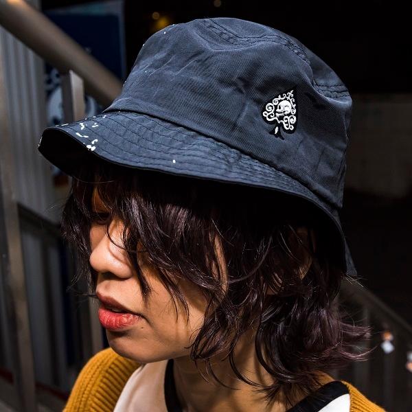 SMACK ENGINEER スマックエンジニア「SPLASH BUCKET HAT」バケットハット ポークパイ 帽子 撥水 スプラッシュ加工 黒 ブラック 刺繍 スペード スカル ドクロ｜jack9｜13